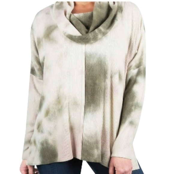 Status By Chenault Ribbed Tie Dye Cowl Neck Top Medium - Picture 9 of 9